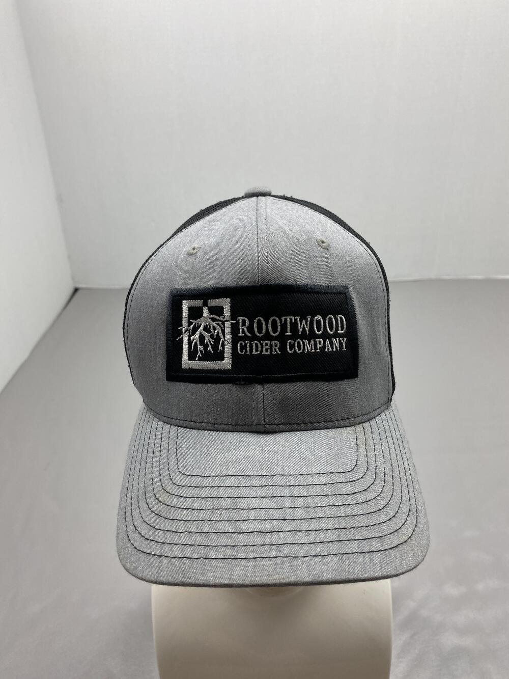 Rootwood Cider Company Hat Cap Snap Back One Size Gray Trucker Mesh Twill Mens
